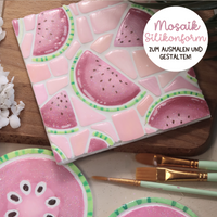 Mosaik Silikonform - Melonenzauber rechteckig gegossen und angemalt