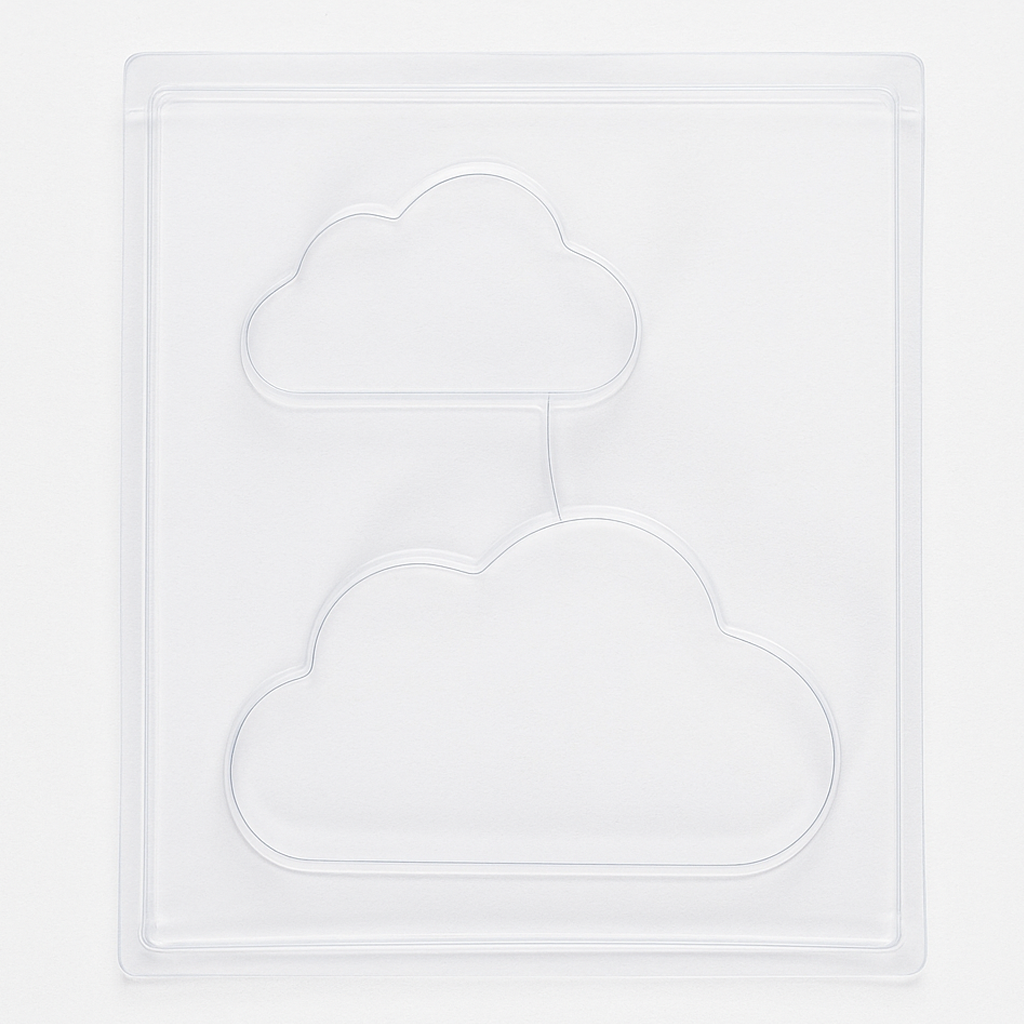 Gießform Wolke - Hochwertige PET Schablone Für Kreativbeton, 2 Wolkenmotive, Größe 15x9 cm & 10x6 cm