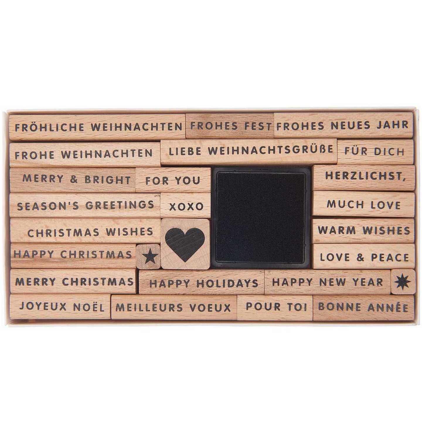 Stempelset Weihnachten FSC 100%, 26 Stempel Und 1 Stempelkissen Für Festliche Bastelprojekte