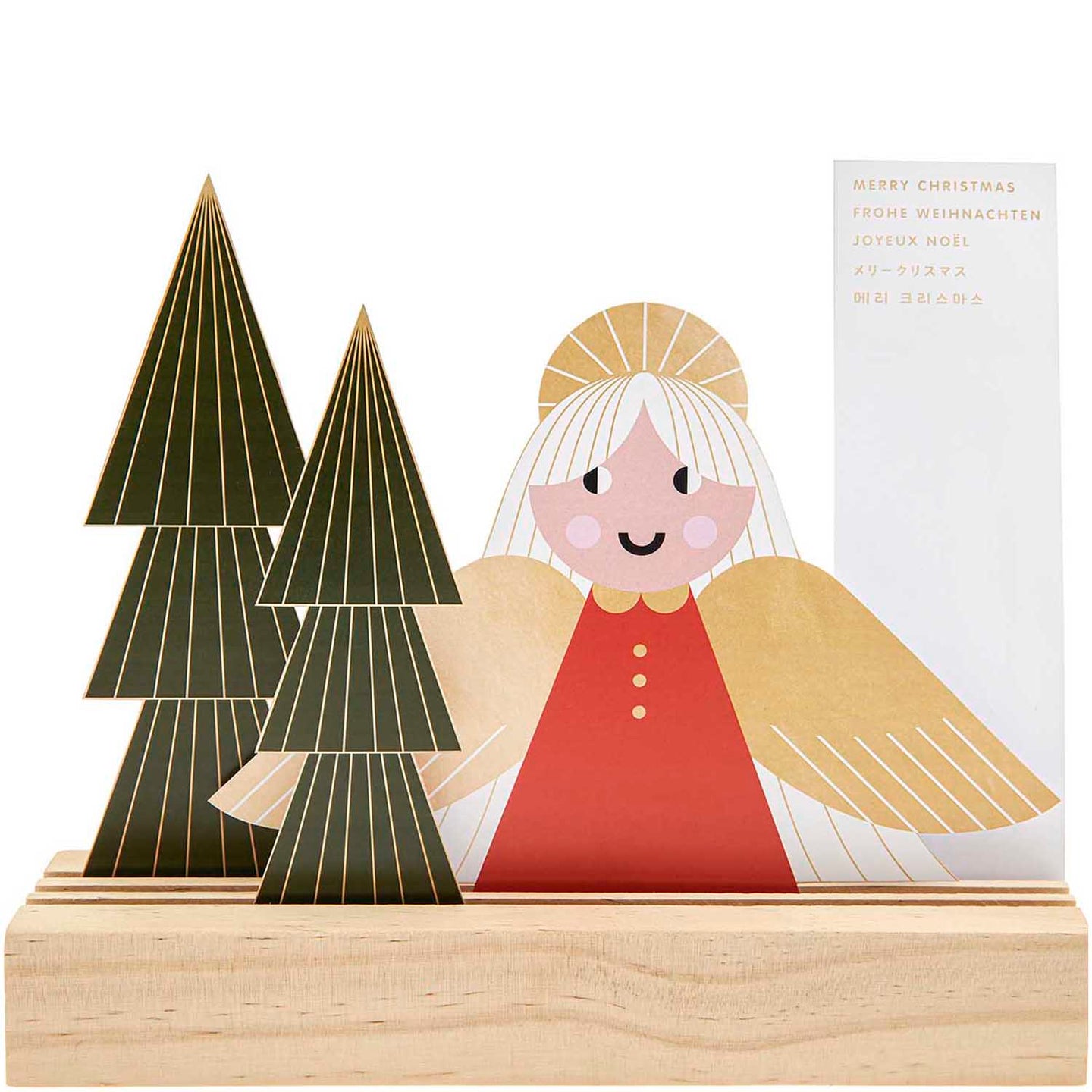 Engel Tannenbaum Postkartendeko-Set – 4 Premium Karten Mit Gold Foil-Veredelung, 350 g/m² Papier