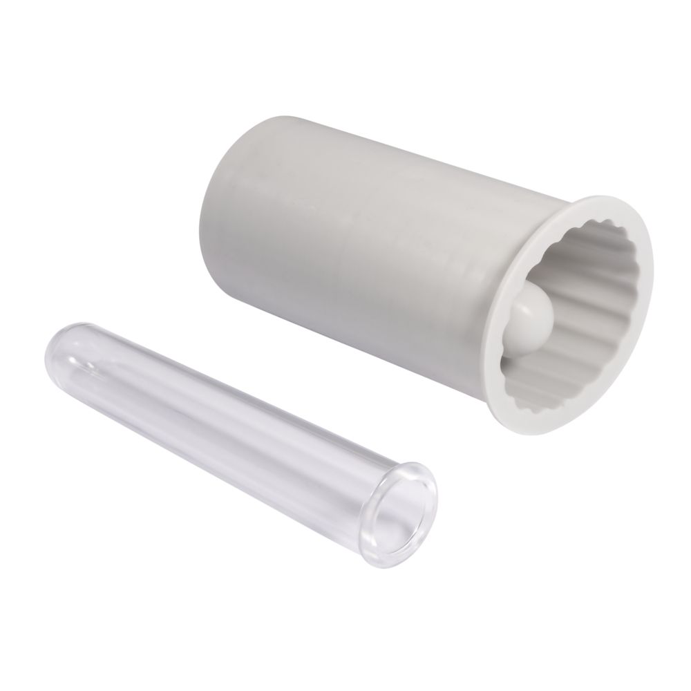 Detailansicht der Silikonform "Vase geriffelt" von Easy-Sticks, zeigt die Form und das enthaltene Reagenzglas für kreative Projekte.