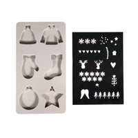 Silikon-Gießform Winter von easy-sticks mit 6 weihnachtlichen Motiven, ideal für DIY-Deko-Anhänger.