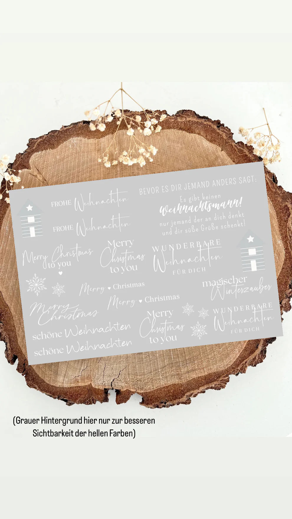 schöne Weihnachten - Rub on UV Sticker randlos A5 weiß