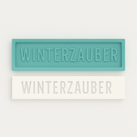Silikonform von Easy-Sticks mit dem Schriftzug WINTERZAUBER in türkis und weiß, ideal für kreative Deko und persönliche Geschenke.