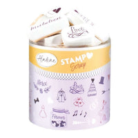 Einfallsreiches Hochzeitsstempelset von easy-sticks - STAMPO Scrap mit 44 Stempeln, inklusive schwarzem Stempelkissen, ideal für kreative Hochzeitsgestaltungen.