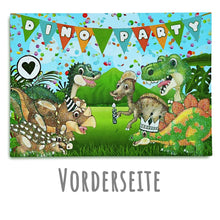 Lade das Bild in den Galerie-Viewer, 12 Dinosaurier Einladungskarten zum Kindergeburtstag inkl. grünen Briefumschlägen (grün)
