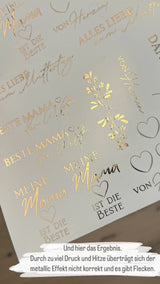DIY Metallic Wasserschiebefolien Set – 5 A4 Folien Für Kerzen In Champagner-Gold, Silber, Roségold