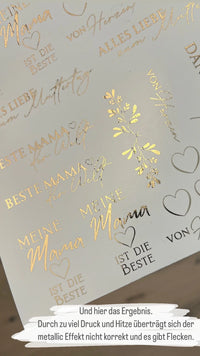 DIY Metallic Wasserschiebefolien Set – 5 A4 Folien Für Kerzen In Champagner-Gold, Silber, Roségold