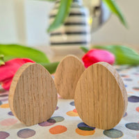 Ostereier Holz DIY Dekoidee DIY Idee zu Ostern handmade Tischdeko zu Ostern Idee