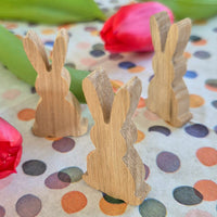 Osterhase aus Holz Osterhasen DIY Dekoidee zu Ostern handmade Easy-Sticks Osterdekoration