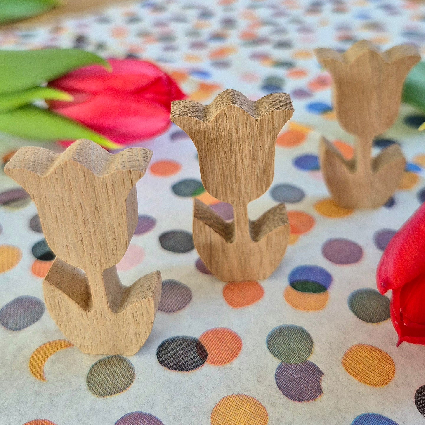Frühlingsdeko Frühlingsdekoidee Tulpen aus Holz DIY