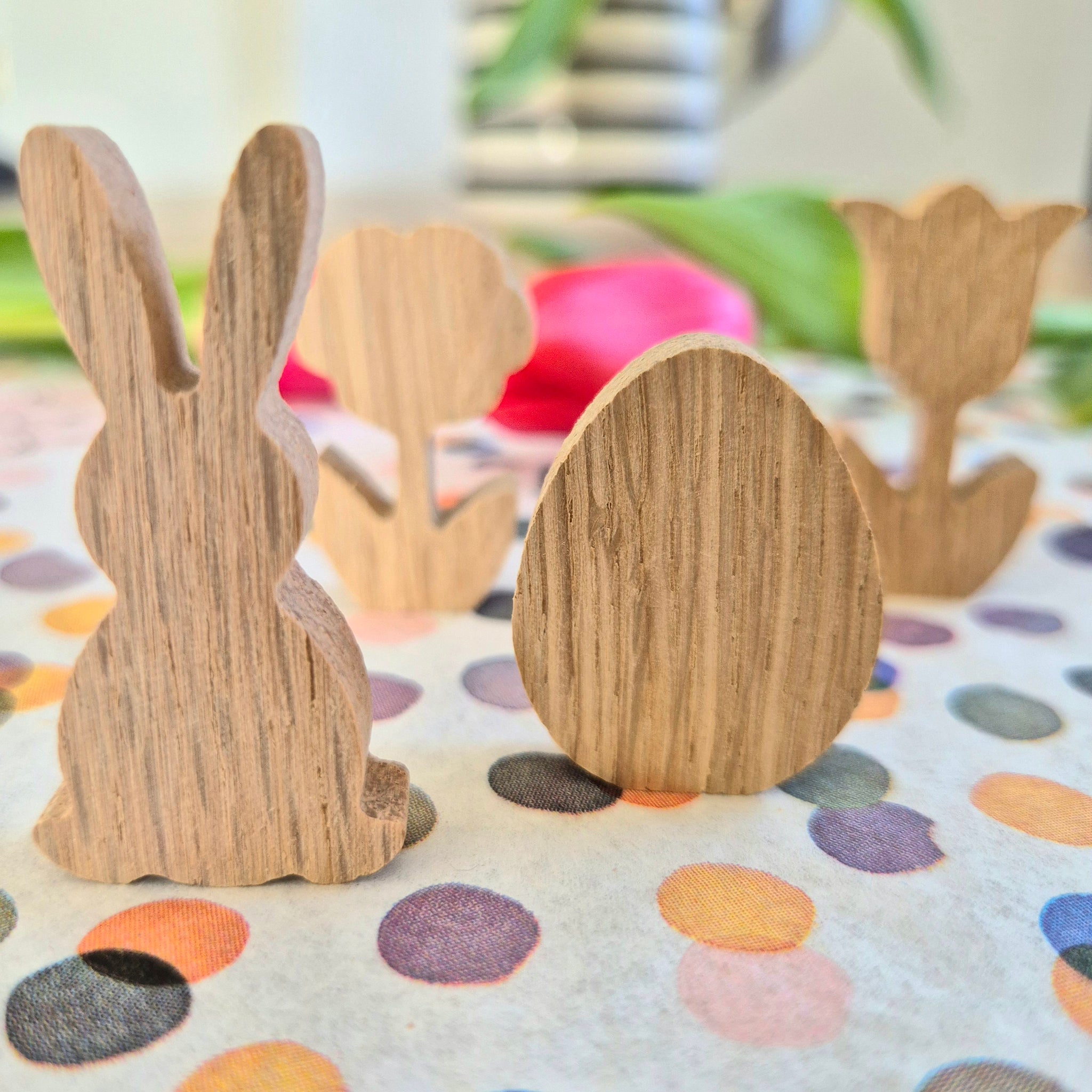 Tulpe, Osterei, Hase, Blume Holz Dekoration Ostertisch