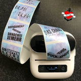 Witzige und individuelle Sticker von easy-sticks: Rollende Sticker mit einzigartigen Zitaten auf einem modernen Drucker, perfekt für alle kreativen Projekte. 100 Sticker zum Ausdrucken in PNG Dateien.