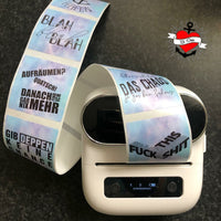Witzige und individuelle Sticker von easy-sticks: Rollende Sticker mit einzigartigen Zitaten auf einem modernen Drucker, perfekt für alle kreativen Projekte. 100 Sticker zum Ausdrucken in PNG Dateien.