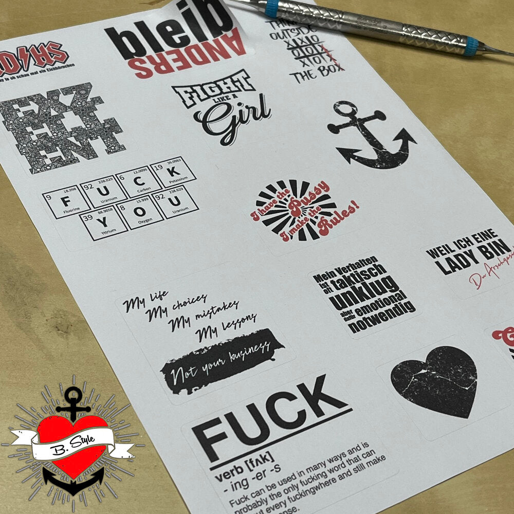 Bunte Sticker von easy-sticks - 100 Sticker im PNG-Format zum Drucken, vielseitig einsetzbar für kreative DIY-Projekte.