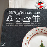 Elegante Tischdecke mit dem Schriftzug '100% Weihnachten' und dazugehörigen Symbolen, gestaltet für festliche Anlässe von easy-sticks.