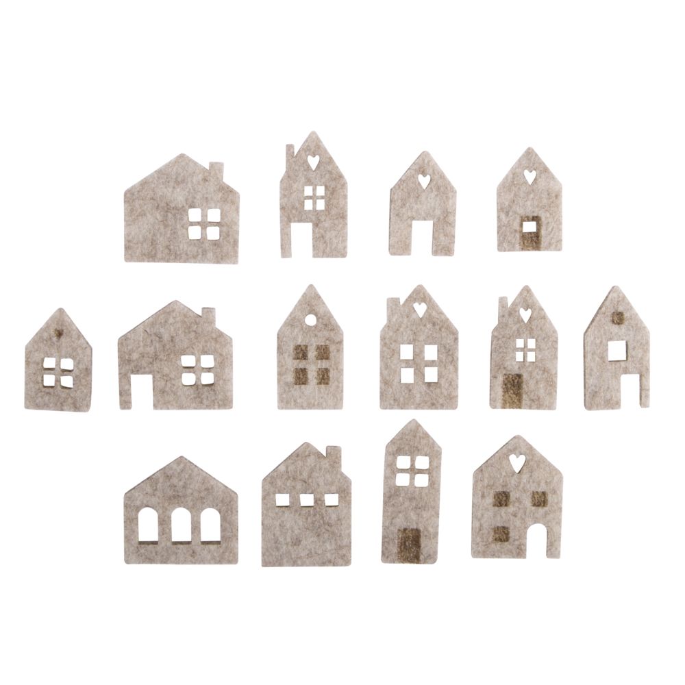 14 Streuteile, Mini-Filzhäuschen, 2,5 – 3,5 cm von Rayher zum Basteln