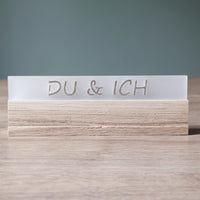 "Du Und Ich" für ein Hochzeitsgeschenk – Satinierte Acrylplatte 16 x 2,2 x 0,8cm Mit Stilvollem Schriftzug