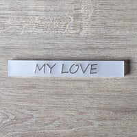 I Love You Acryl easy-Sticks, Satiniert, 16 x 2,2 x 0,8 cm – Perfektes Geschenk Hochzeit Acrylklötzchen