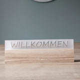 Willkommen Schild Aus Satinert Acryl, 16 X 2,2 X 0,8 cm, Elegantes Willkommenzeichen für Ihr Zuhause
