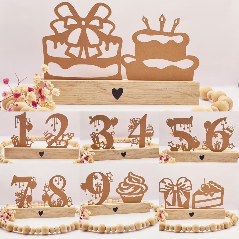 Schöne Geburtstags Aufsteller mit Kuchen und Geschenken von easy-sticks, perfekt für jede Feier.