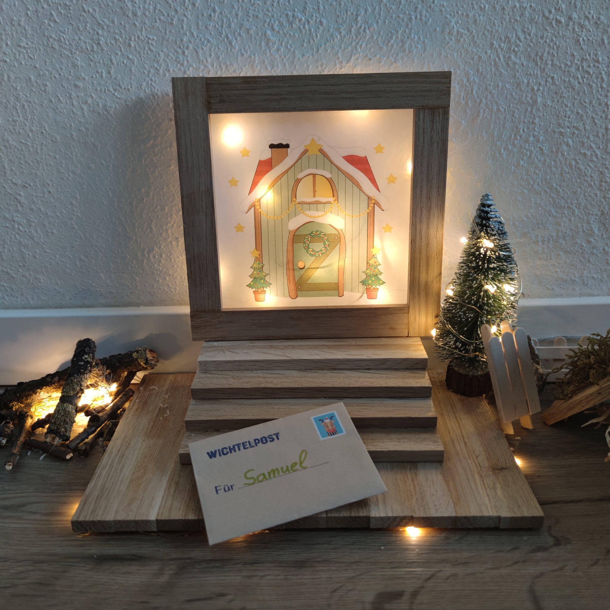 Wichteltür Dekor: PDF Lichthaus Bastelvorlage 21,5cm x 21,5cm Mit 4 Verschiedenen Designs
