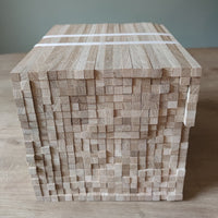 Kreative Bastelmaterialien von Easy-Sticks: Eine kompakte Box mit schmalen Eichenstäbchen, ideal für Bastelprojekte mit einer Länge von 25 cm.