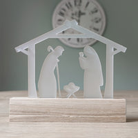 Elegante Acryl Krippe von Easy-Sticks - perfekt für Weihnachtsdekoration, zeigt die Heilige Familie in einer stilvollen und modernen Ausführung.