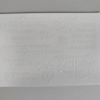 Stylische Rub on UV Sticker von easy-sticks mit ansprechenden Sprüchen wie 'Be happy' und 'Für Dich', ideal zur Verschönerung von Geschenken.