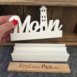 Handgefertigtes Einschieber-Schild von Easy-Sticks mit dem Aufdruck 'Moin', ideal für maritime Dekorationen und als charmantes Geschenk.