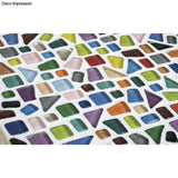 Detailansicht eines kunstvollen Mosaikdesigns aus bunten Soft Glas Steinen, hergestellt von Easy-Sticks.