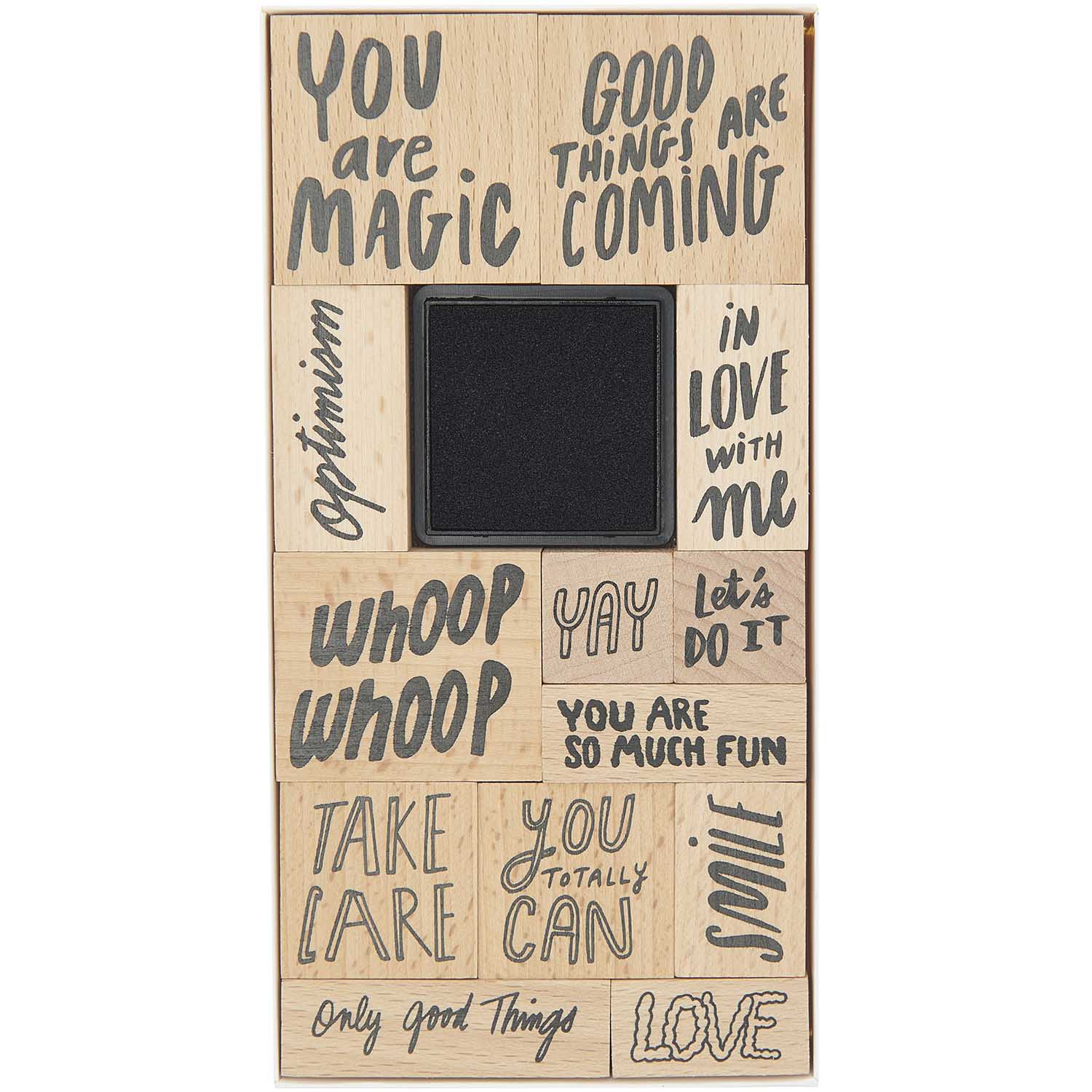 Paper Poetry Holzstempelset "You Are Magic" Mit 14 Teilen Für Kreative Einladungen Und Karten