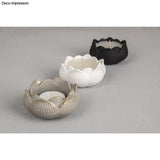 Silikonform - Schale Lotusblüte von Easy-Sticks, set aus drei dekorativen Schalen in grau, schwarz und weiß, perfekt für kreative Kerzen und Teelichter.