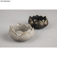 Silikonform - Schale Lotusblüte von Easy-Sticks, stilvolle Kombination aus grauer und schwarzer Lotusblüten-Schale mit goldenen Akzenten, ideal für edle Deko.