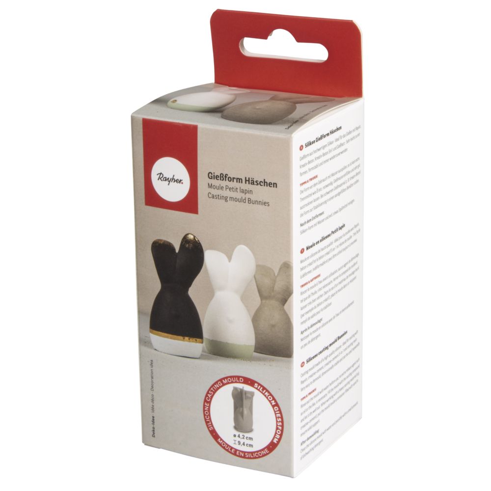Rayher Gießformen Ostern Silikonform Hase in Verpackung für kreative Osterdekoration mit verschiedenen Materialien.