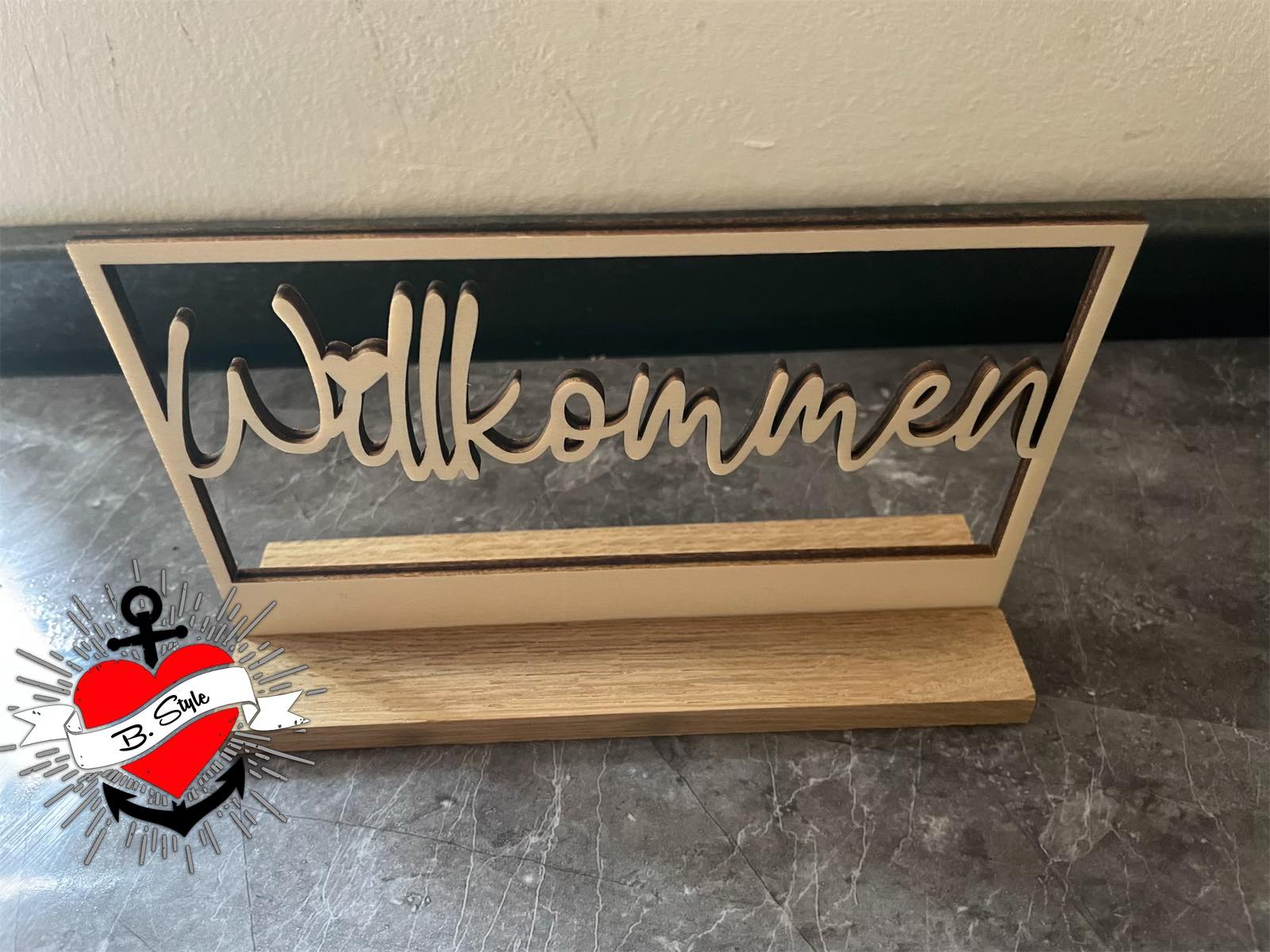 3D/ Plotter- / Laserdatei - Willkommen im Rahmen gelasert Türschild