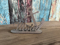 Holz-Dekoration in Form eines Ankers mit dem Schriftzug 'Moin', ideal für maritime Bastelprojekte von easy-sticks – 3 & 4mm Ausstecher Home, Moin, Herz, Mama, Love - Laserdatei.