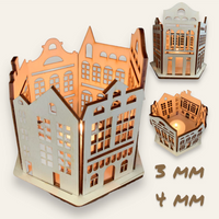 3 & 4 mm Windlicht Häuser Laserdatei Laser DIY Xtool selbst gemacht holz