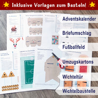 Bastelvorlagen und Anleitungen für den Adventskalender, Wichtelbriefe mit Zubehör von easy-sticks – 27 Abenteuer-Briefe für ein magisches Wichteljahr zu Weihnachten.