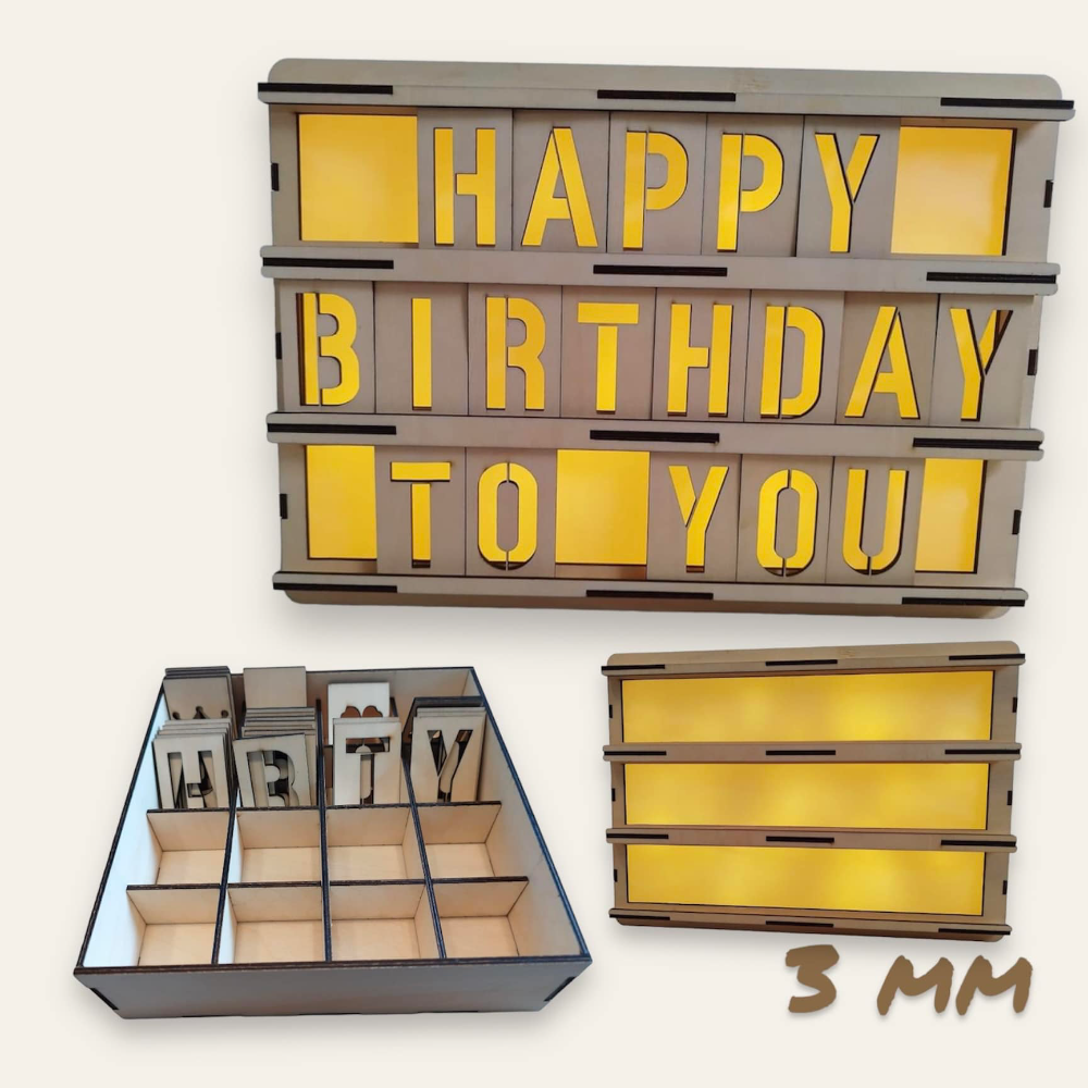 3mm Lichtbox Laserdatei geschenkidee laser happy birthday datei zum downloaden