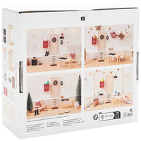 Wichtelwelt Zubehör Set, 15-teiliges Premium Set Mit Wichteltür, Wichtelbriefkasten Wichtel Bank Wichtel Korb Backblech Fußmatte Tisch Leiter Türkranz Laterne Wichteltür aus Holz 