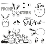Frohe Ostern Clear Hasen Stamps Set Mit 11 Motiven, 102,5x97mm Für Karten & Geschenke
