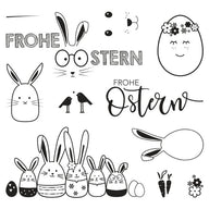 Frohe Ostern Clear Hasen Stamps Set Mit 11 Motiven, 102,5x97mm Für Karten & Geschenke