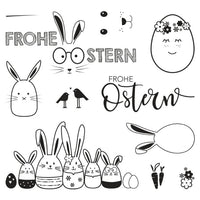 Frohe Ostern Clear Hasen Stamps Set Mit 11 Motiven, 102,5x97mm Für Karten & Geschenke