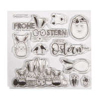 Frohe Ostern Clear Hasen Stamps Set Mit 11 Motiven, 102,5x97mm Für Karten & Geschenke Hasenfamilie