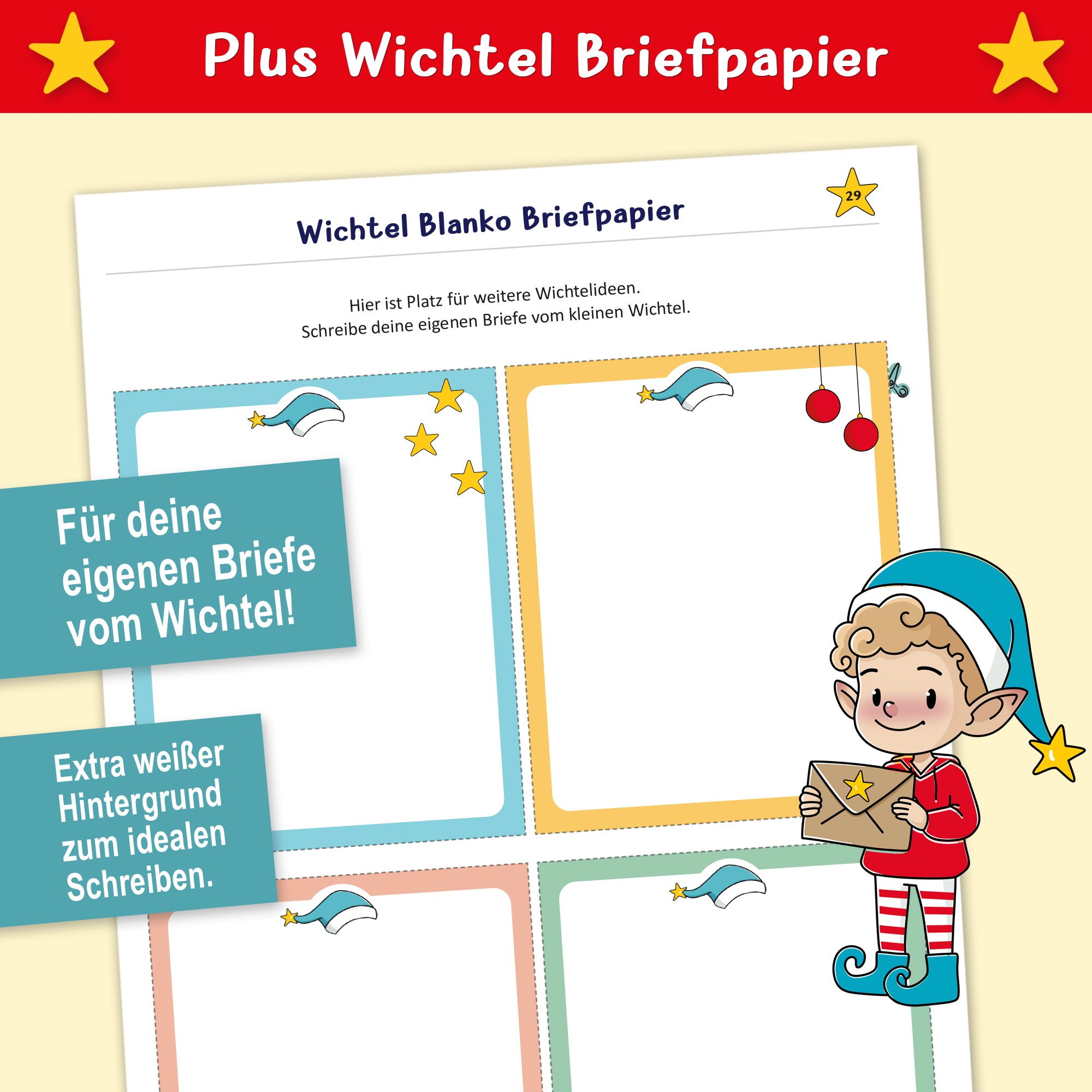 Wichtelbriefpapier 100 Wichtelbriefe auf einen Streich Inkl. Bastelzubehör zum Downloaden - Personalisierbar Für Eine Magische Wichtelzeit