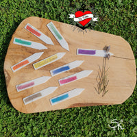 Kreative Verwendung der "89 Gewürze A-Z" Laserdatei von easy-sticks. Schön gestaltete Namensschilder für verschiedene Kräuter, ideal für Garten- oder Küchendekoration.