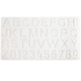 Silikon Gießform Alphabet und Zahlen von easy-sticks, Maße 35,7 x 19,2 x 0,9 cm, ideal für kreative Projekte, Buchstaben und Zahlen jeweils 4 cm hoch.