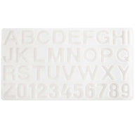 Silikon Gießform Alphabet und Zahlen von easy-sticks, Maße 35,7 x 19,2 x 0,9 cm, ideal für kreative Projekte, Buchstaben und Zahlen jeweils 4 cm hoch.