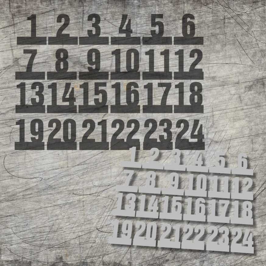 3D/ Plotter- / Laserdatei -  Adventskalender Zahlen 1-24